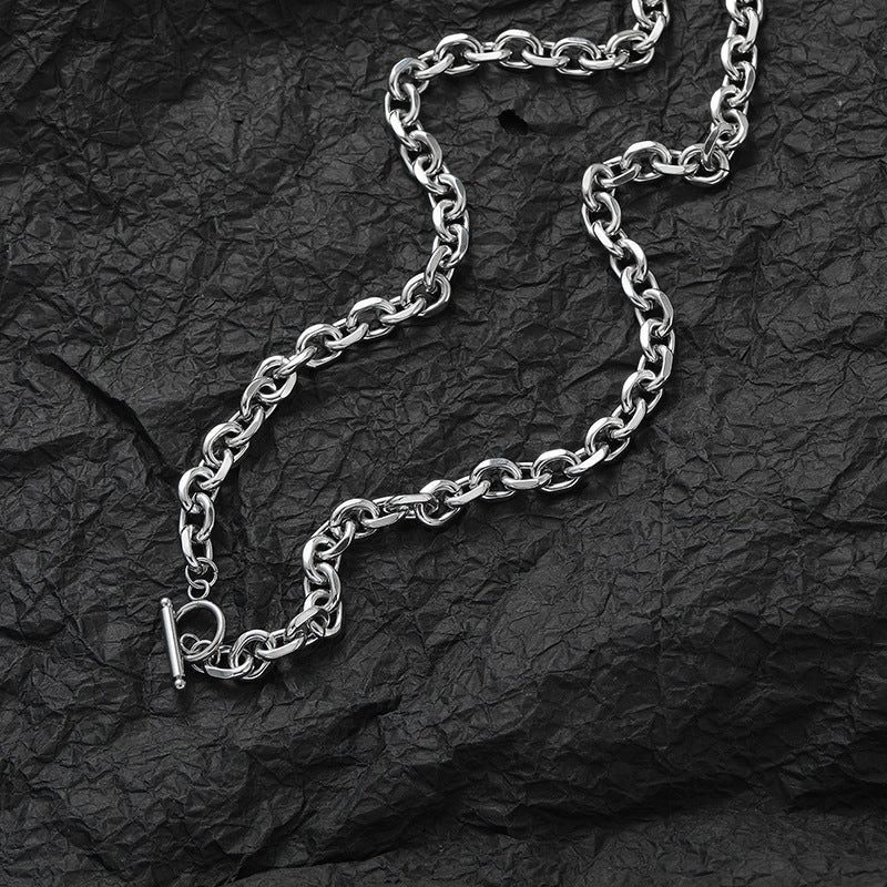 Men's Simple Buckle Titanium O-shaped Batch Angle Chain Three-dimensional Necklace