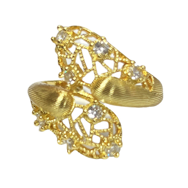 Women's Retro Three-dimensional Lace Hollow Opening Exquisite Brushed Rings