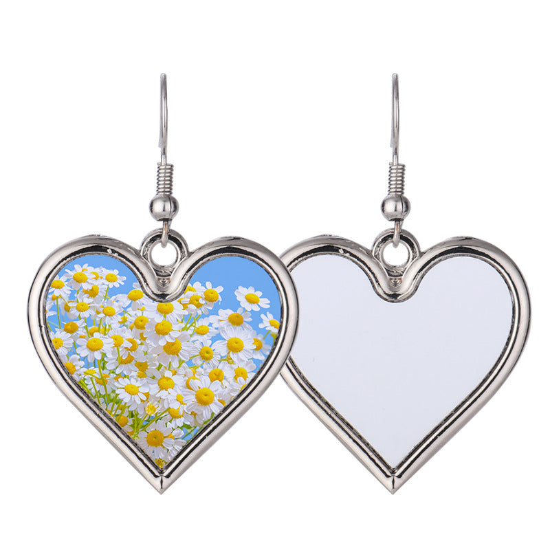 Heart-shaped Round Water Drop Triangle Square Blank Earrings