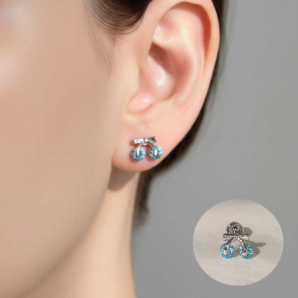 Flash Zircon Planet Surrounding Love Ear Bone Titanium Steel Stud Earrings
