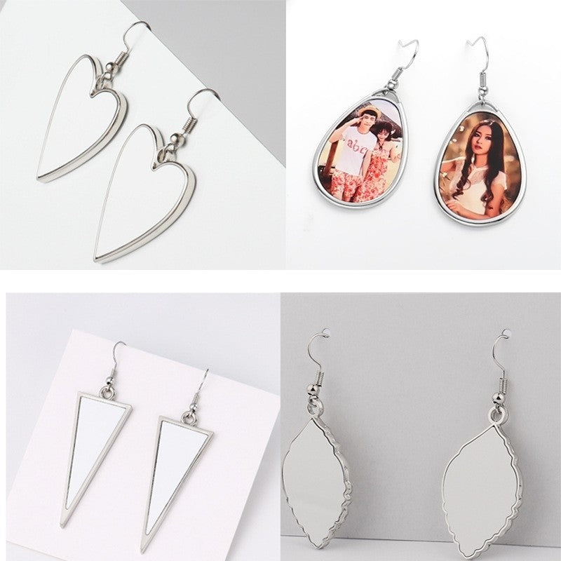 Heart-shaped Round Water Drop Triangle Square Blank Earrings