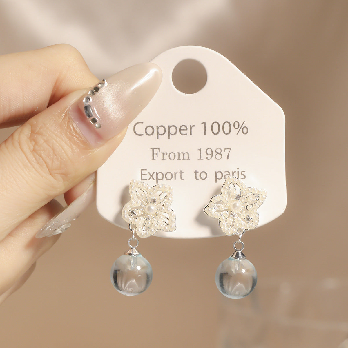 Needle Exquisite Shining Diamond Sweet Pearl Stud Earrings