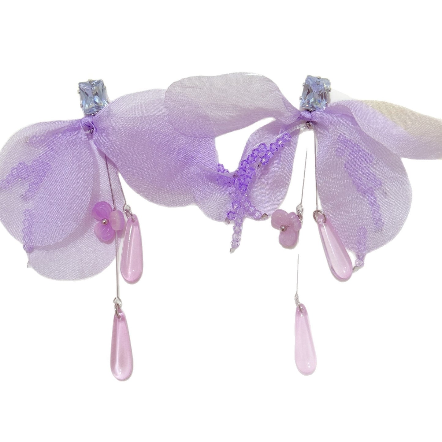 Zircon Crystal Flowers Summer Seaside Vacation Style Super Fairy Beautiful Earrings
