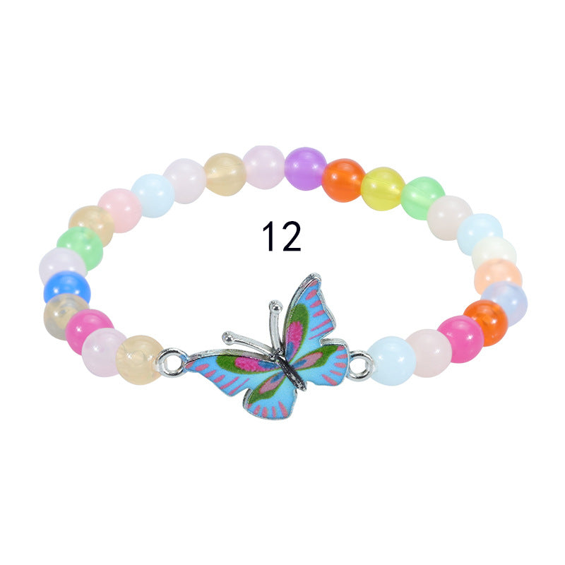 Children's Colorful Beaded Cute Butterfly Kindergarten Birthday Bracelets