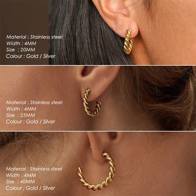 Women's Stainless Steel Gold-plated Shaped Twist Personalized Earrings