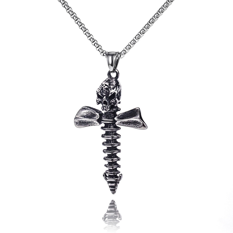 Men's Stainless Steel Hip Hop Cool Cross Trendy Clavicle Necklaces
