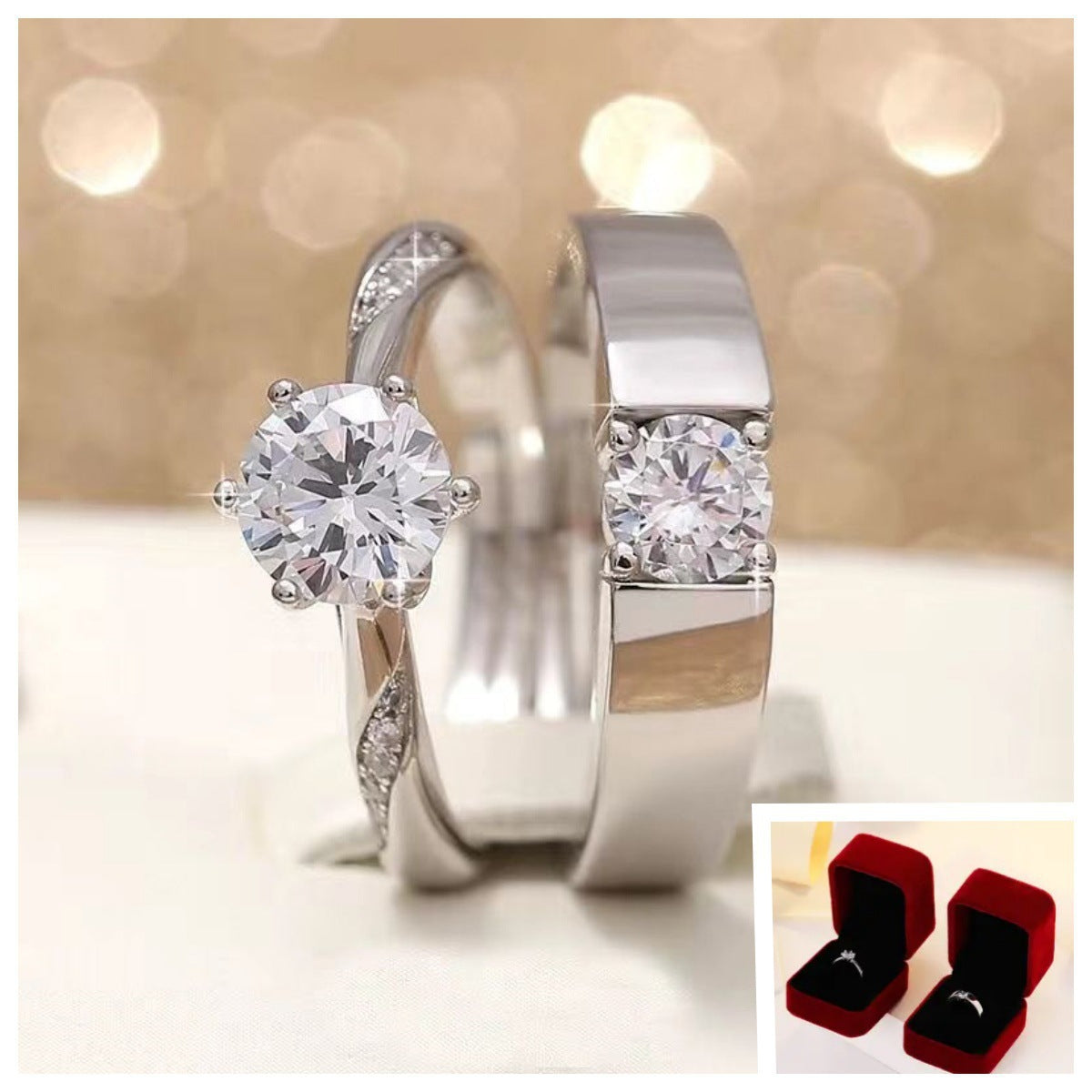 Couple Wedding Simulation Diamond Open Mouth Proposal Fake Female Male Ring