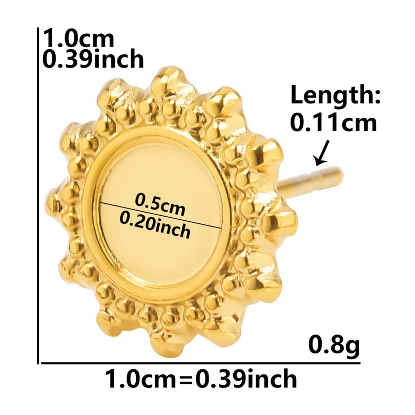 Stainless Steel Round Base Support Titanium Piercing Ear Clip Stud Earrings