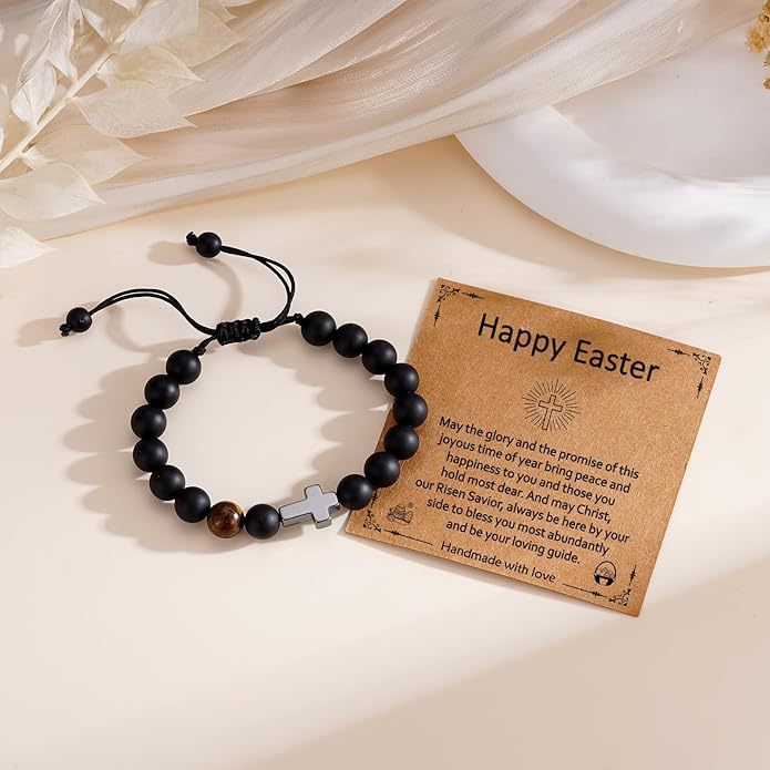 Popular Black Frosted Easter Woven Cross Bracelets