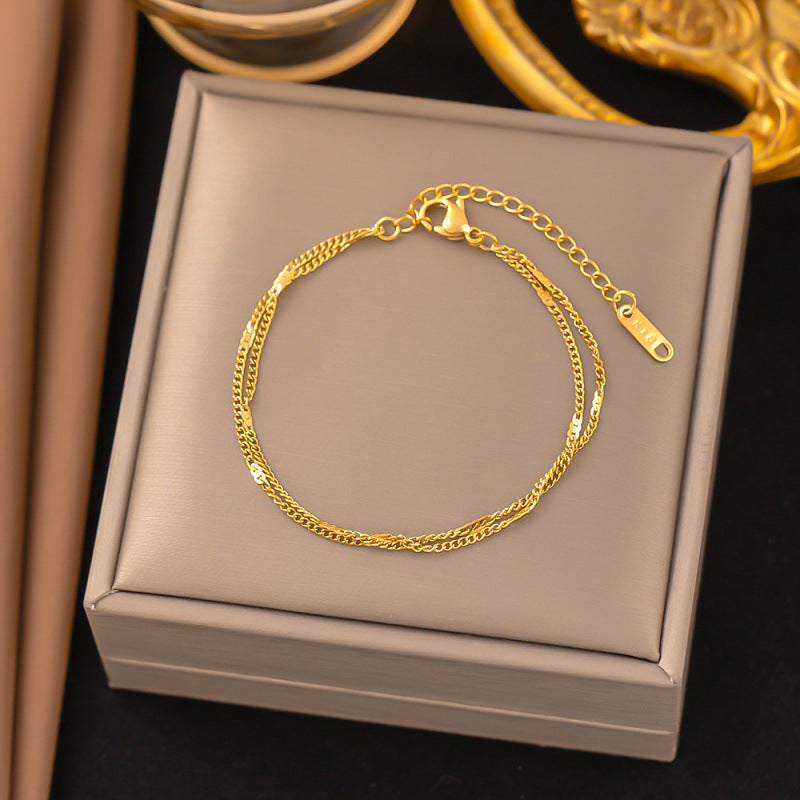 Titanium Steel Female Gold Fashion Light Luxury High Bracelets