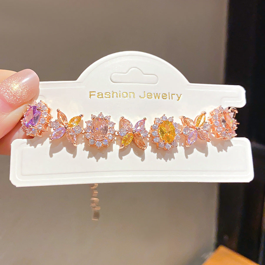 Women's Zircon Oval Flower Unique Design Simple Fashion Exquisite Light Luxury Bracelet
