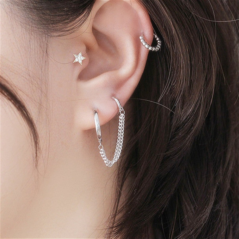Double One-piece Simple Personality Single Short Ear Buckle
