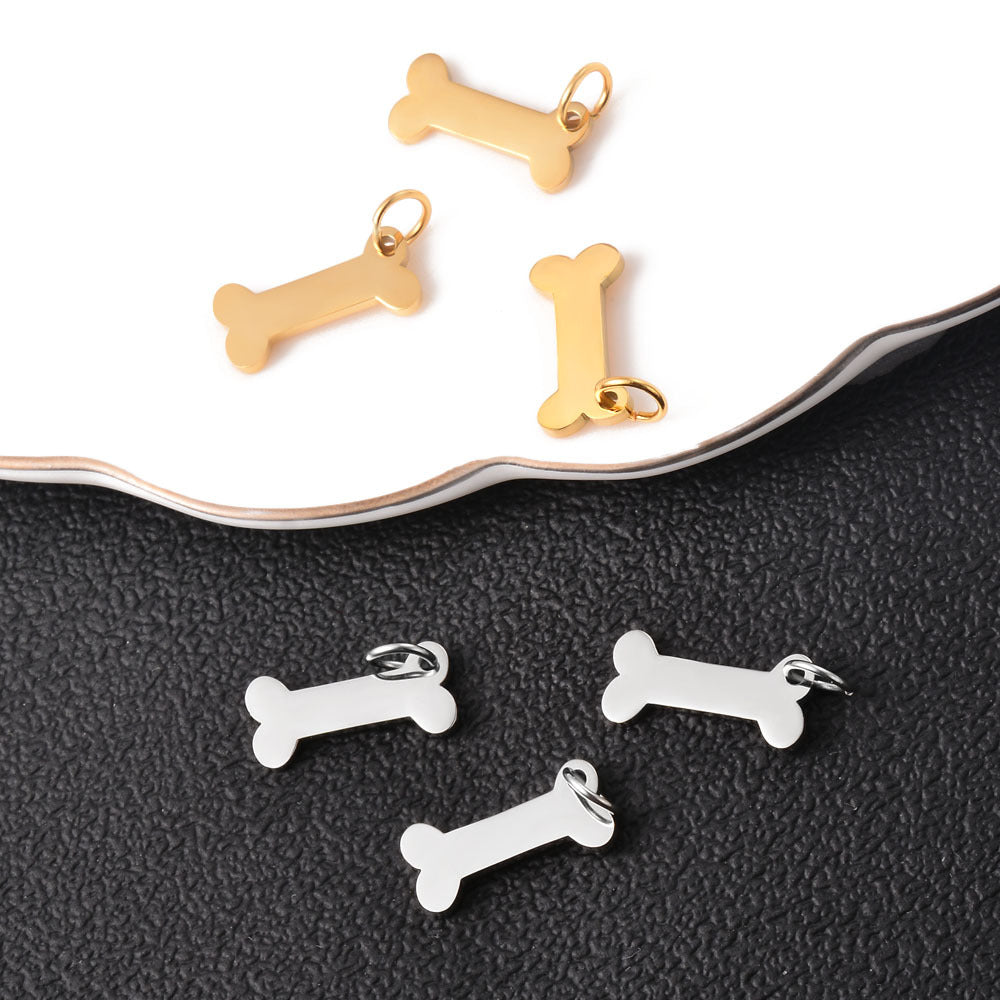 Steel Dog Bone Shape Polished Tag Pendants