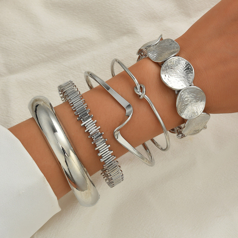 Leaves Glossy Irregular With Personality Stripes Bracelets