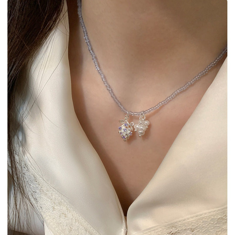Grape Beaded Female Summer Fresh White Necklaces