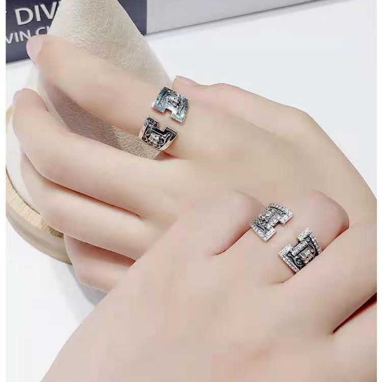 Argent Pur Vintage Female Fashion Personality Trendy Cold Open Simple Ring