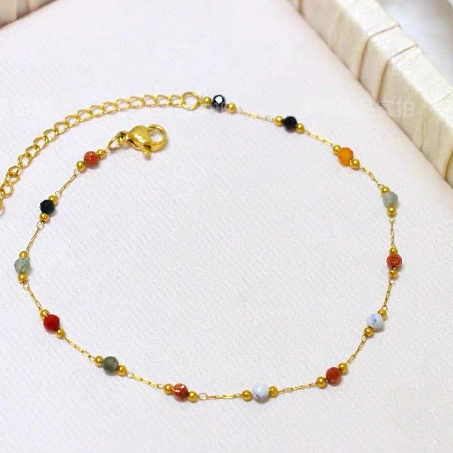 Niche High-grade Natural Stone Stitching Titanium Steel Gold Plated Refined Bracelet
