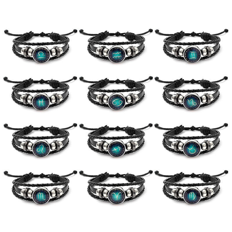 Men's Fashion Twee Constellation Luminous Woven Personality Bracelets