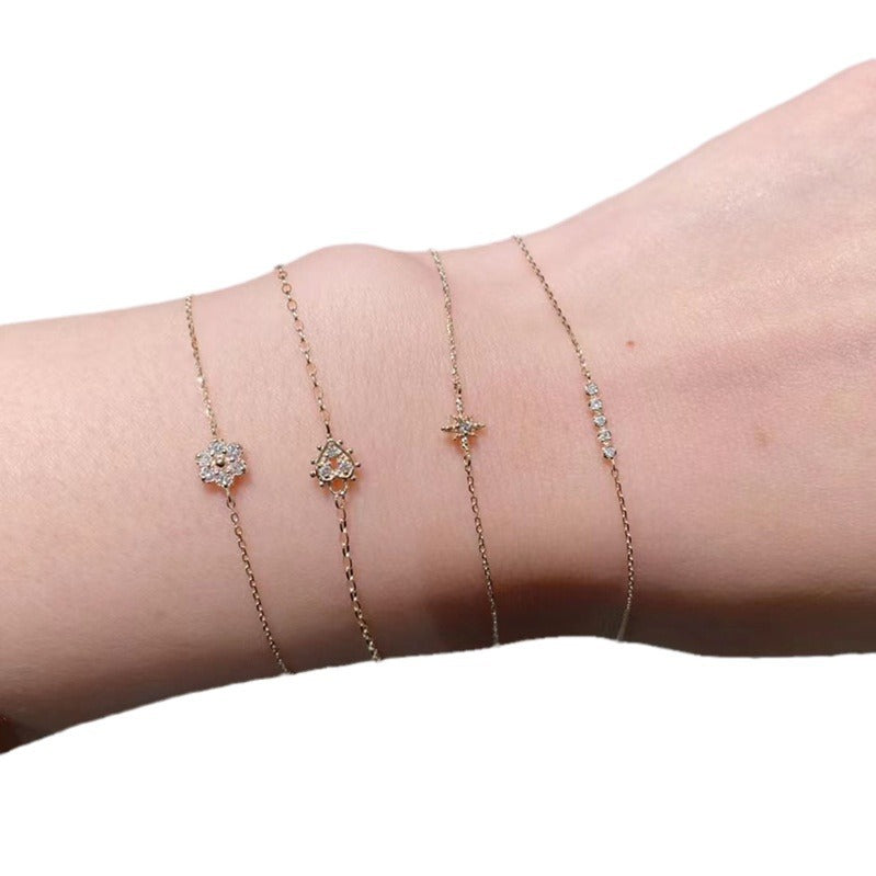 Blue Sky Daisy Flower Zircon Golden Bracelets