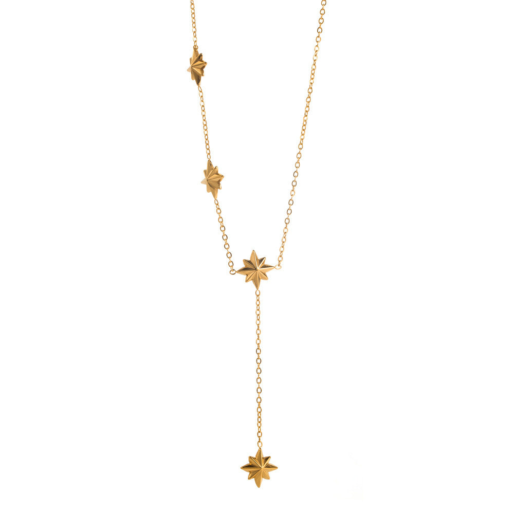 Geometric Titanium Steel Temperament Wild Design Flower Tassel Necklaces