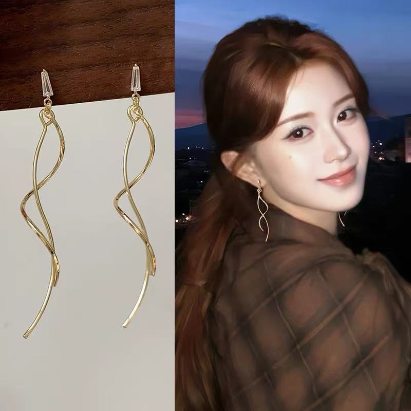 Women's Exaggerated Geometry Metal Circle Tassel Light Luxury High-grade Elegant Ear Earrings