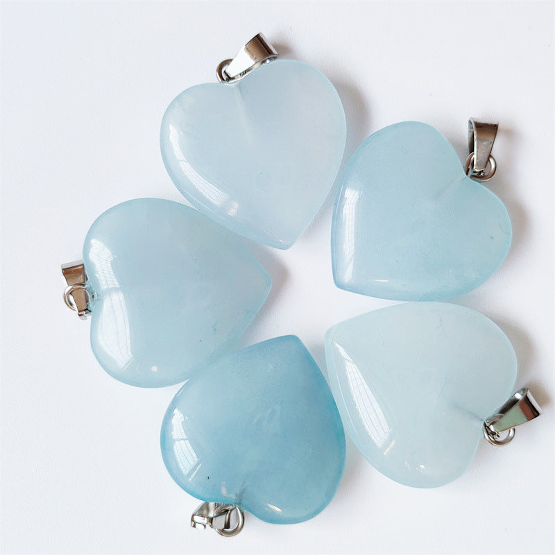 Stone Love Crystal Agate Heart Peach Pendants