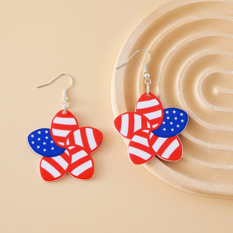 Colorful Flower Acrylic Duplex Printing Three-dimensional Earrings