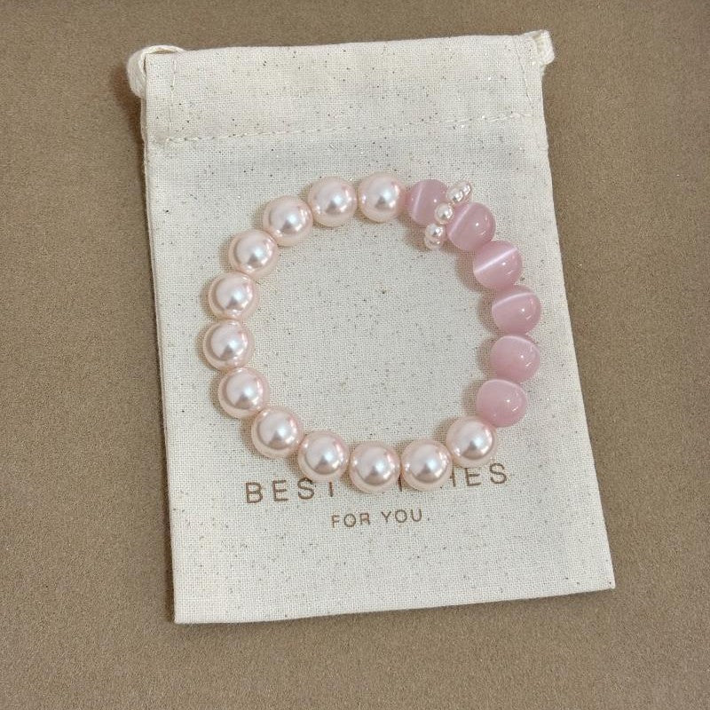 Eye Crystal Stitching Manta Rose Pearl Female Sweet Elegance Bracelet