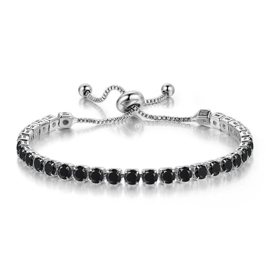 Women's Round Single Row Full Diamond Adjustable Beads Crystal Bracelet