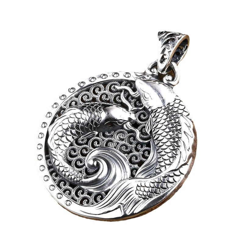 Women's & Men's Sterling Sier Pisces Water Trendy Personality Retro Peace Necklace