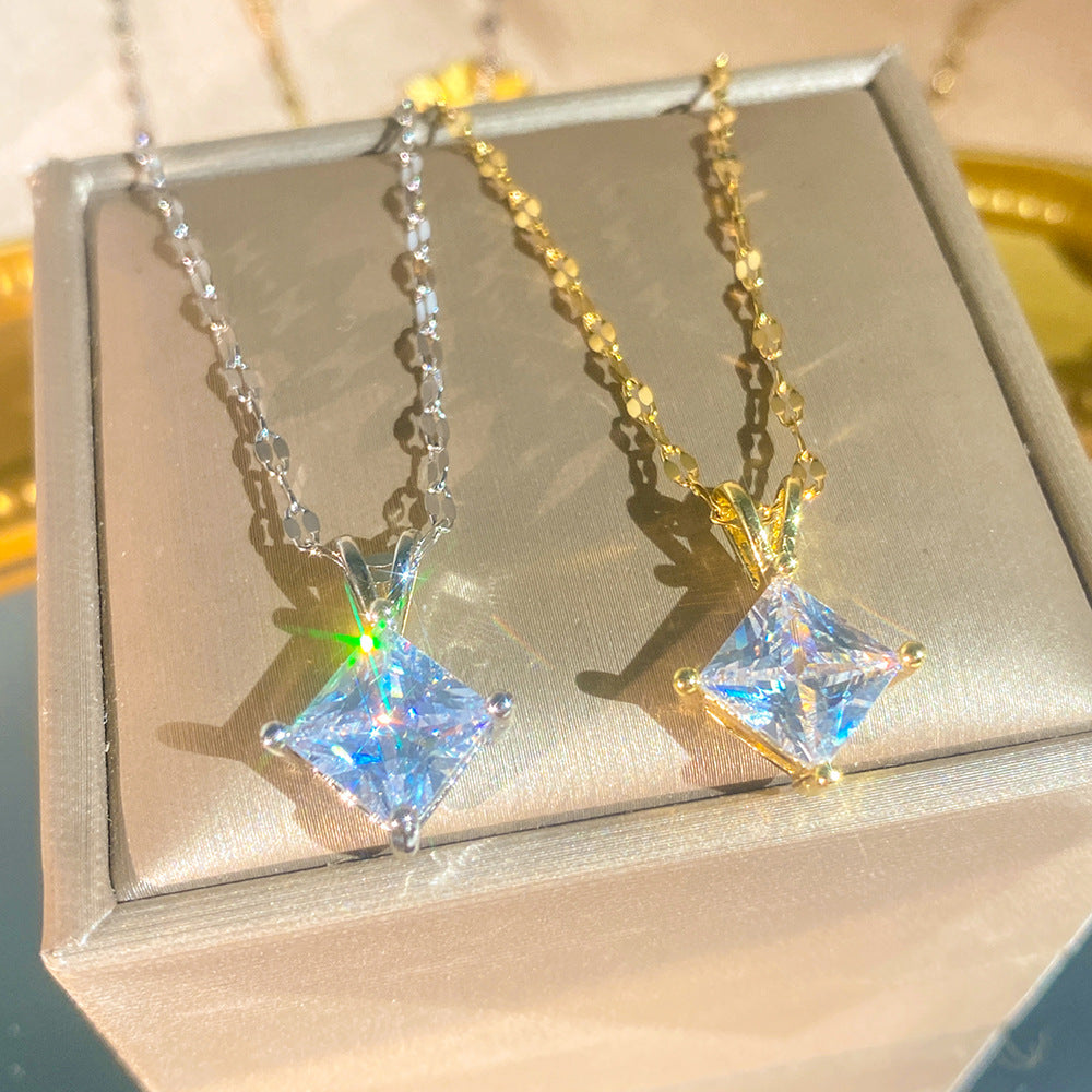 Geometric Zircon Square V-shaped Little Design Creative Clavicle Chain For Necklace