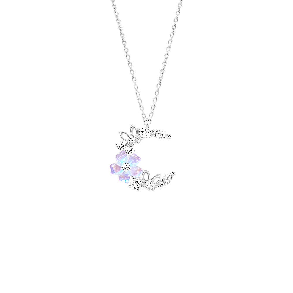 Women's Sweet Fresh Fantasy Cherry Blossom Sterling Sier Necklaces