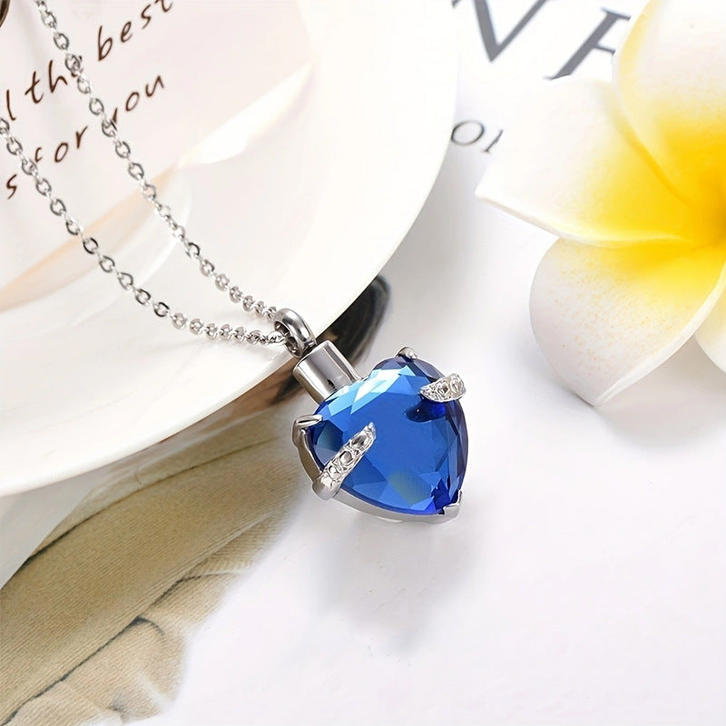 Heart-shaped Crystal Month Birthday Stone Casket Pendants