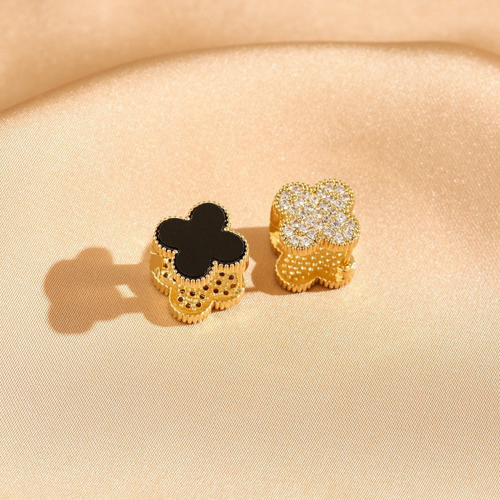 Zircon Double-sided Clover Clip Retro Minority Design Sense Light Luxury Ear Buckle