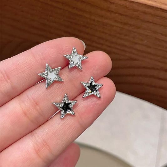 Zircon Five-pointed Star Spiral Temperament Entry Earrings