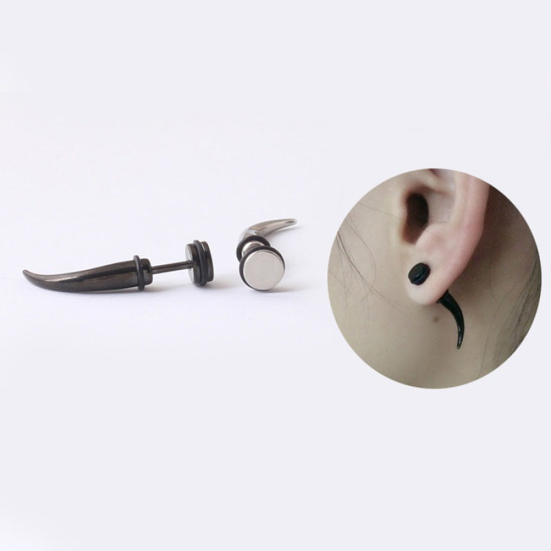 Women's & Men's Personality Creative Curved Stainless Steel Pointed Stud Earrings
