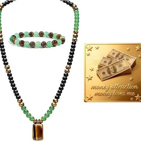Unakite Yellow Tiger's Eye Square Tiger Necklace