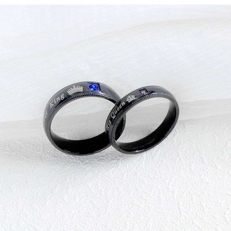 Women's & Men's Fashion Simple Stainless Steel Couple Personality King Rings