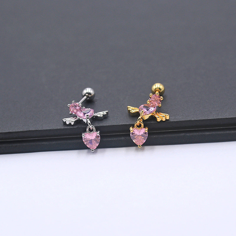 Classic Heart Wings Ear Bone Angel Earrings