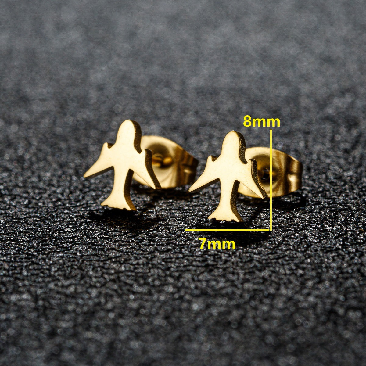 Small Animal Cat Plaid Bird Ear Geometry Stud Earrings