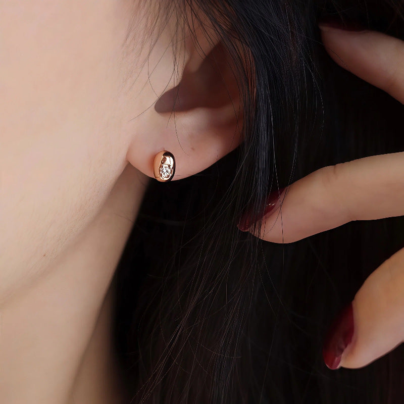Women's Sier Plating Rose Gold Rhinestone Bean-shaped Small Exquisite Daily Commuter Rings