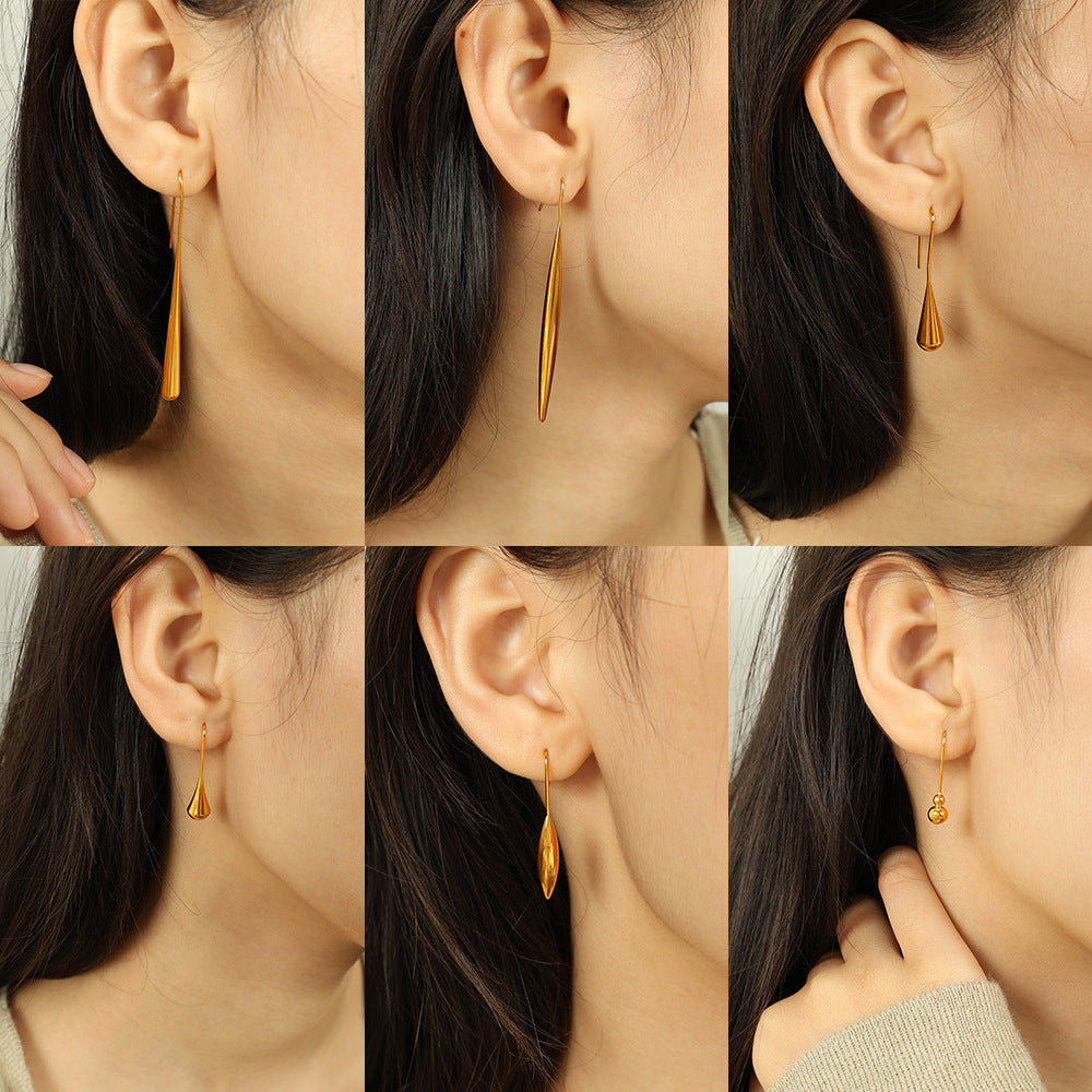 Unique Design Ear Hooks Drop-shaped Gourd Rings