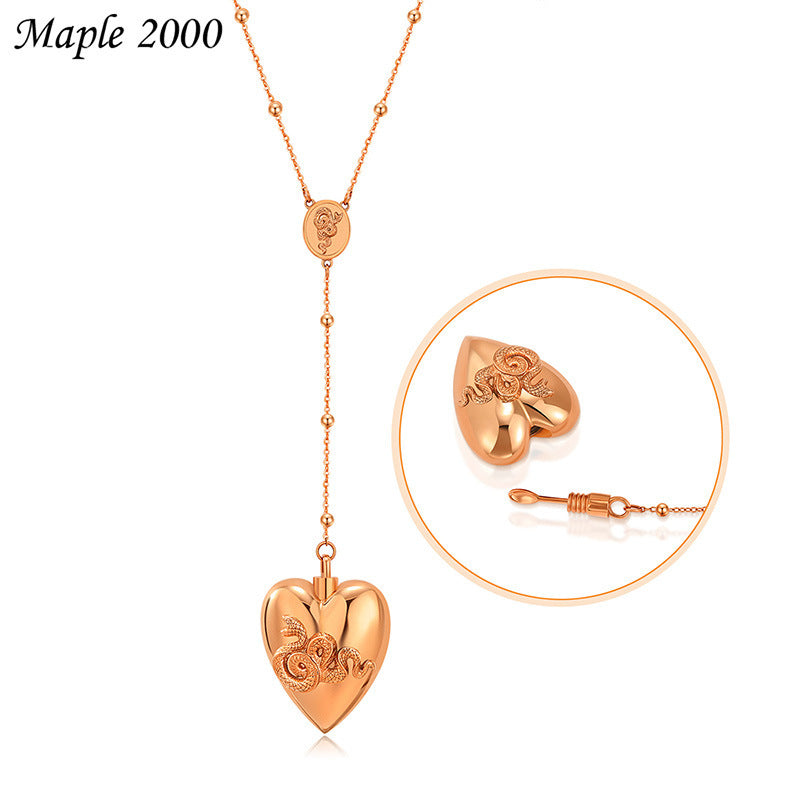 Heart Shape Urn Titanium Steel Family Memorial Necklaces