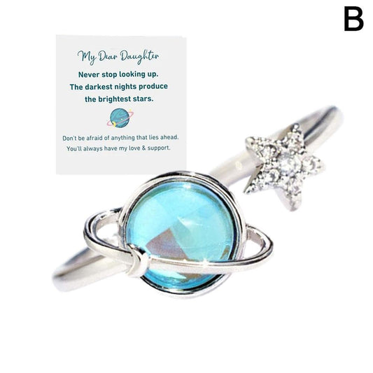 Happy Planet Moonstone Spinning Female High Sense Fashion Personality Index Rings