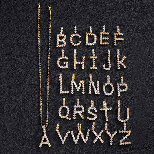 Women's & Men's English Letters Copper Inlaid With Zircon Pendants