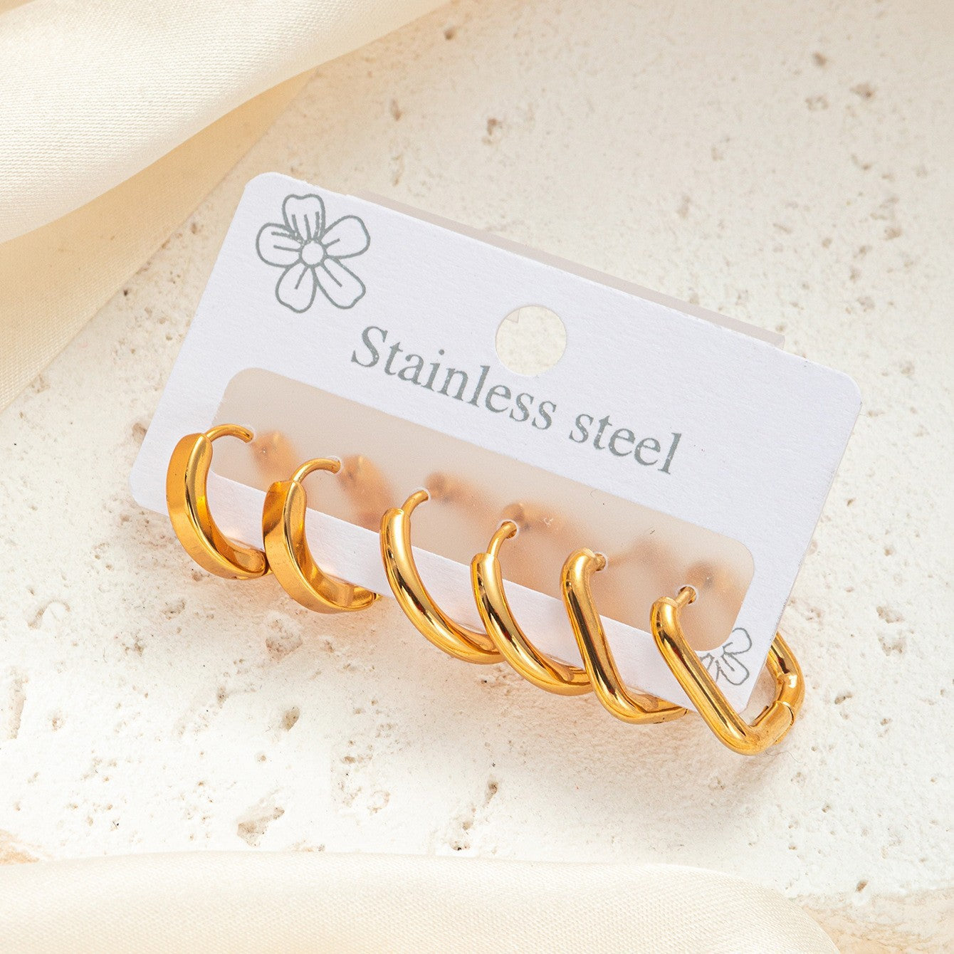 Quality Titanium Steel Ear Clip Colorfast Simple Temperament Round Stainless Stud Earrings