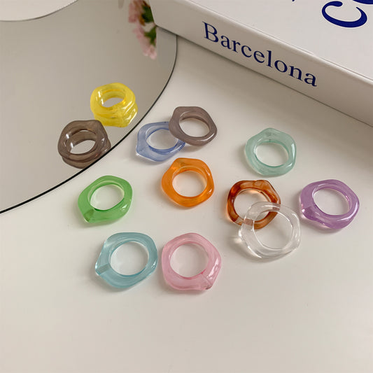 Summer Wind Sweet Color Transparent Healing Simple Trend Index Finger Ring