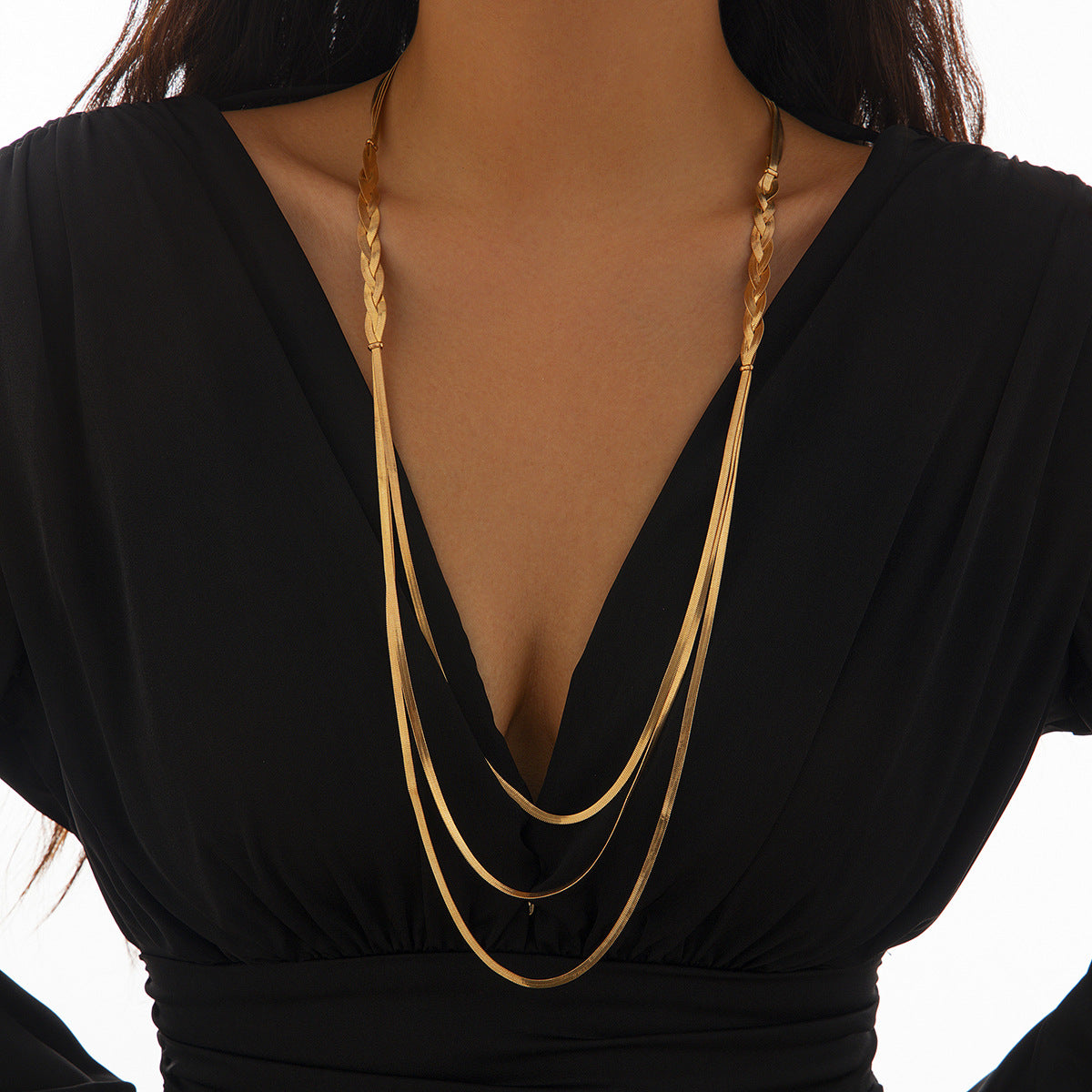 Style Flat Snake Bone High-grade Tassel Multilayer Necklaces