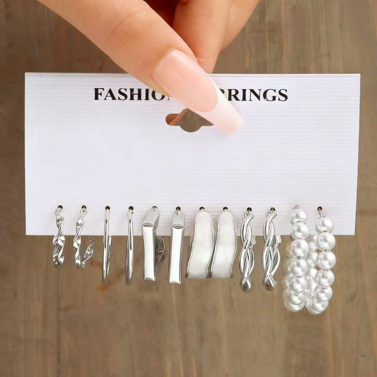 Women's Pearl Alloy Square Geometric Combination Earrings
