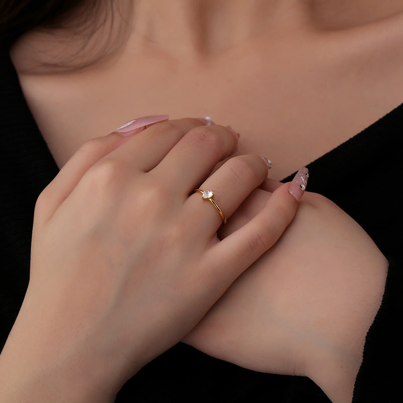 Sterling Sier Zircon Simple Mini Diamond Rings